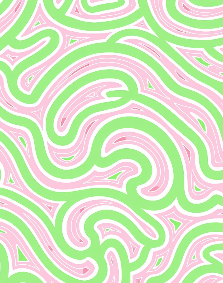 Pastel Swirls Green Pink Flow Rug