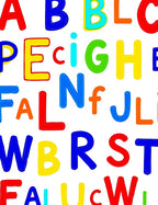 Playful Multicolor Alphabet Letter Collage Rug