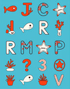 Oceanic Alphabet Coral Fish Star Rug