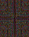 Vibrant Neon Abstract Tribal Cross Rug