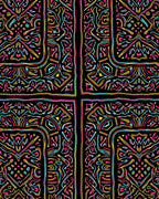 Vibrant Neon Abstract Tribal Cross Rug