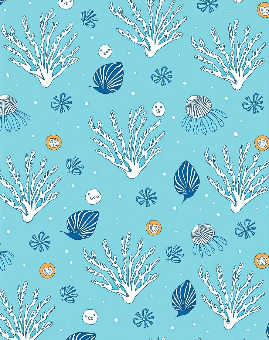 Ocean Coral Jellyfish Seashell Collection Rug