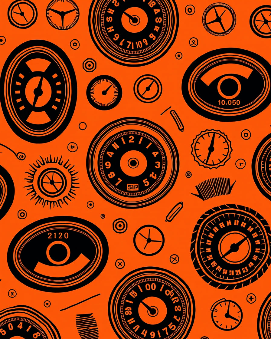 Retro Dial Meter Collage Rug