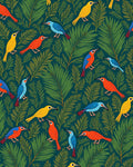 Tropical Birds and Ferns Teal Rug