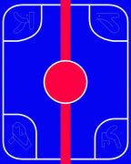 Bold Blue Graphic Red Symbol Medallion Rug