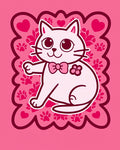 Cute Pink Cat Hearts Paw Prints Rug