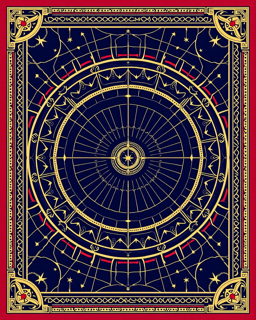 Celestial Navy Gold Star Compass Rug