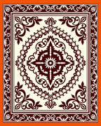 Deep Burgundy Ornamental Floral Medallion Rug