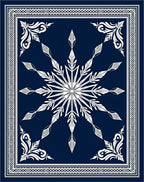Deep Blue Starburst Floral Medallion Rug