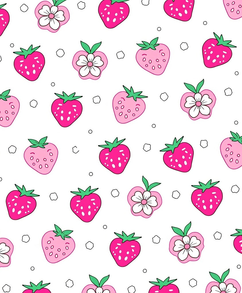 Pink Strawberry Flower Repeating Pattern Rug