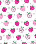 Pink Strawberry Flower Repeating Pattern Rug