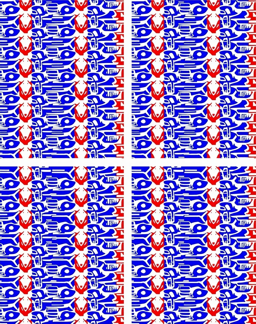 Bold Red Blue Tribal Stripes Rug