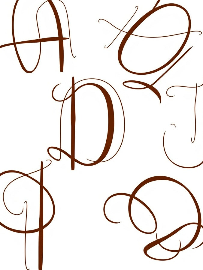 Brown Calligraphy Monogram Cluster Rug