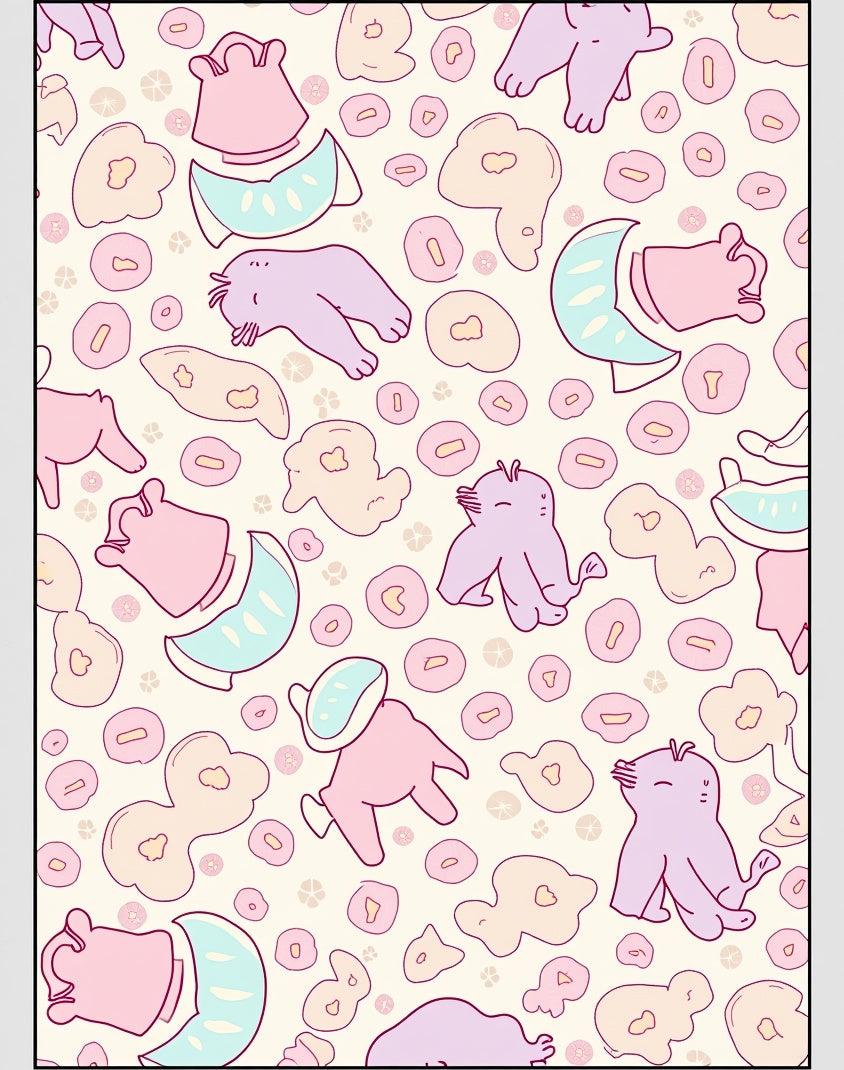 Pastel Creatures Pastel Rounds Background Rug
