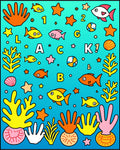 Ocean Life Alphabet Featuring Fish Rug