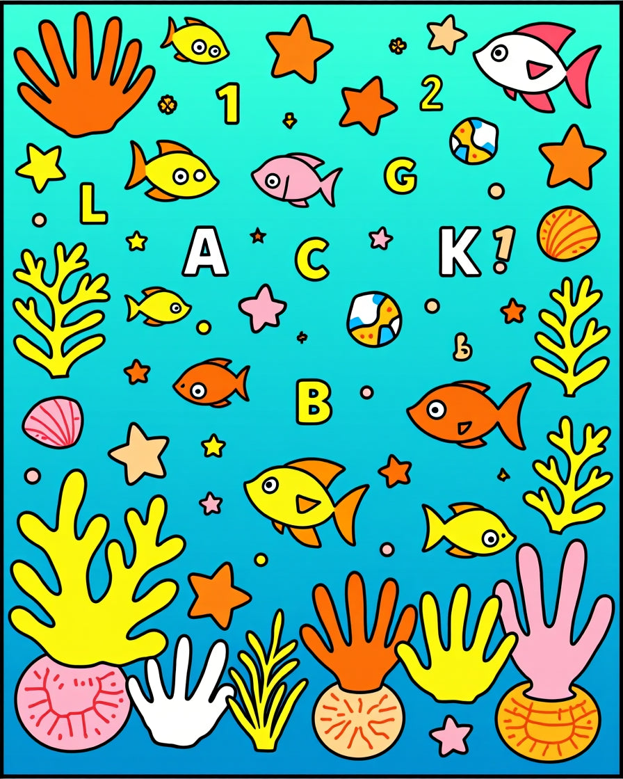 Ocean Life Alphabet Featuring Fish Rug