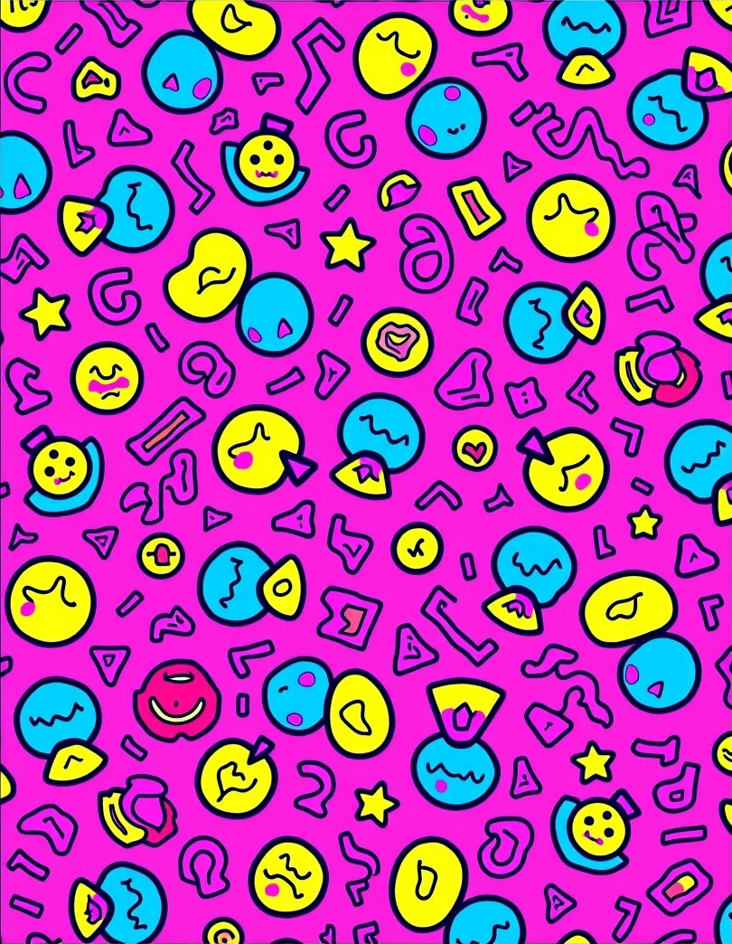 Whimsical Pink Cartoon Collage Rug