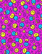 Whimsical Pink Cartoon Collage Rug