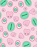 Playful Pink Green Abstract Oval Characters Rug