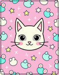 Cute Pink Cat Stars Magical Creatures Rug