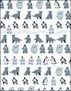 Playful Penguin Seal Colony Motif Rug