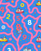 Bright Blue Train Number Play Mat Rug