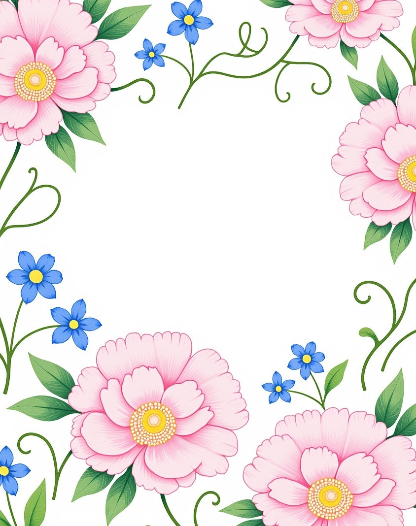 Pale Pink Peony Blue Blossom Garden Rug
