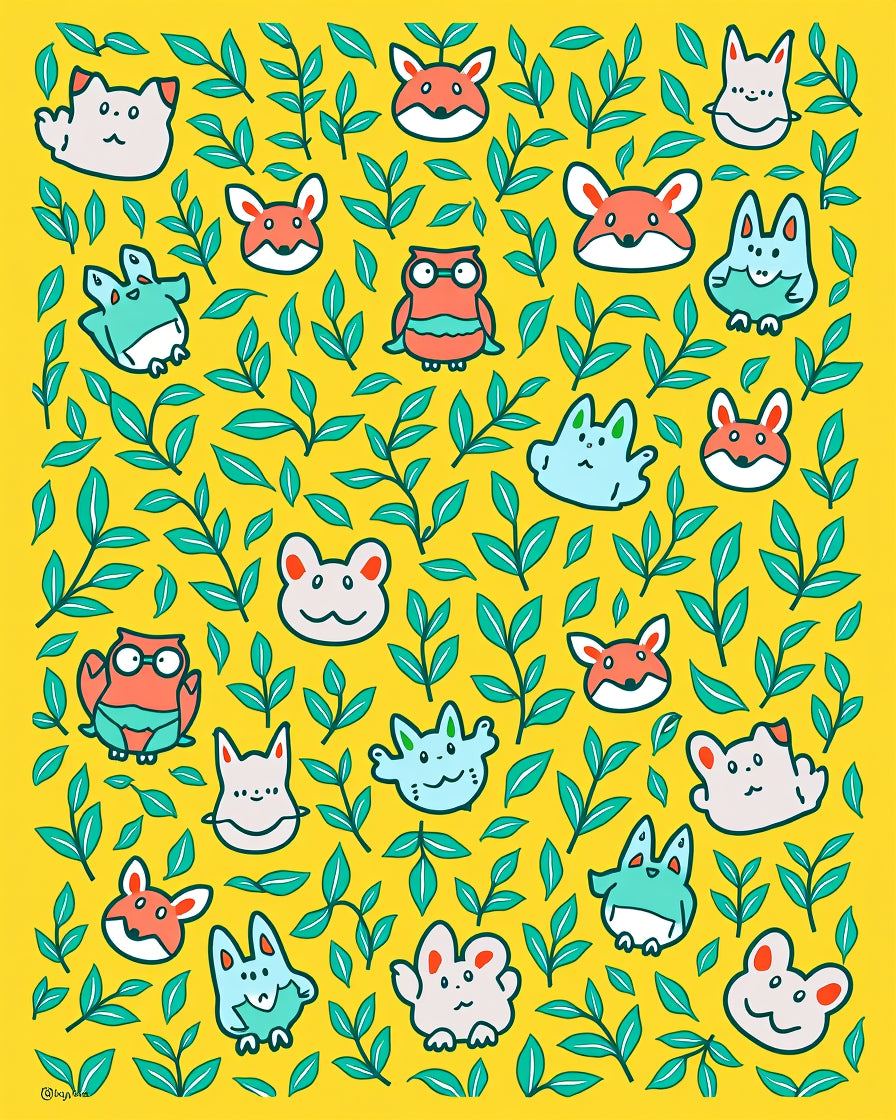 Whimsical creature garden yellow Rug