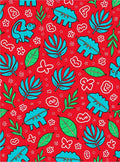 Playful Tropical Dino Leaf Medley Rug