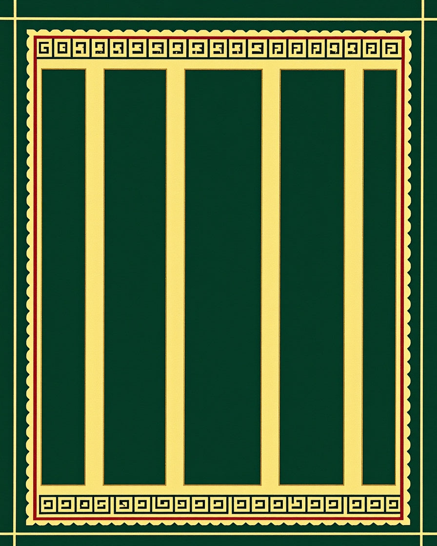 Dark Green and Gold Vertical Stripes Rug