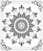 Monochromatic Floral Medallion Border Rug
