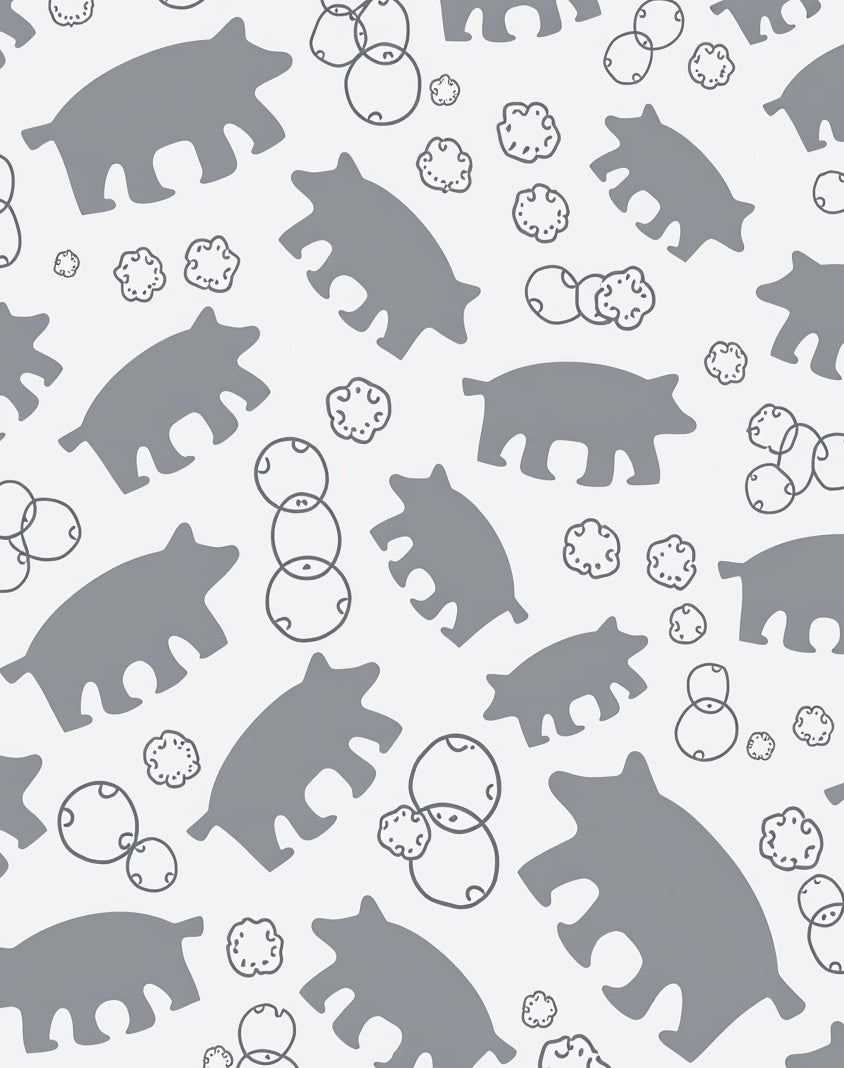 Gray Piglet and Cloud Scatter Rug