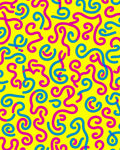 Vibrant Yellow Pink Blue Swirls Rug