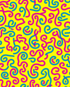 Vibrant Yellow Pink Blue Swirls Rug