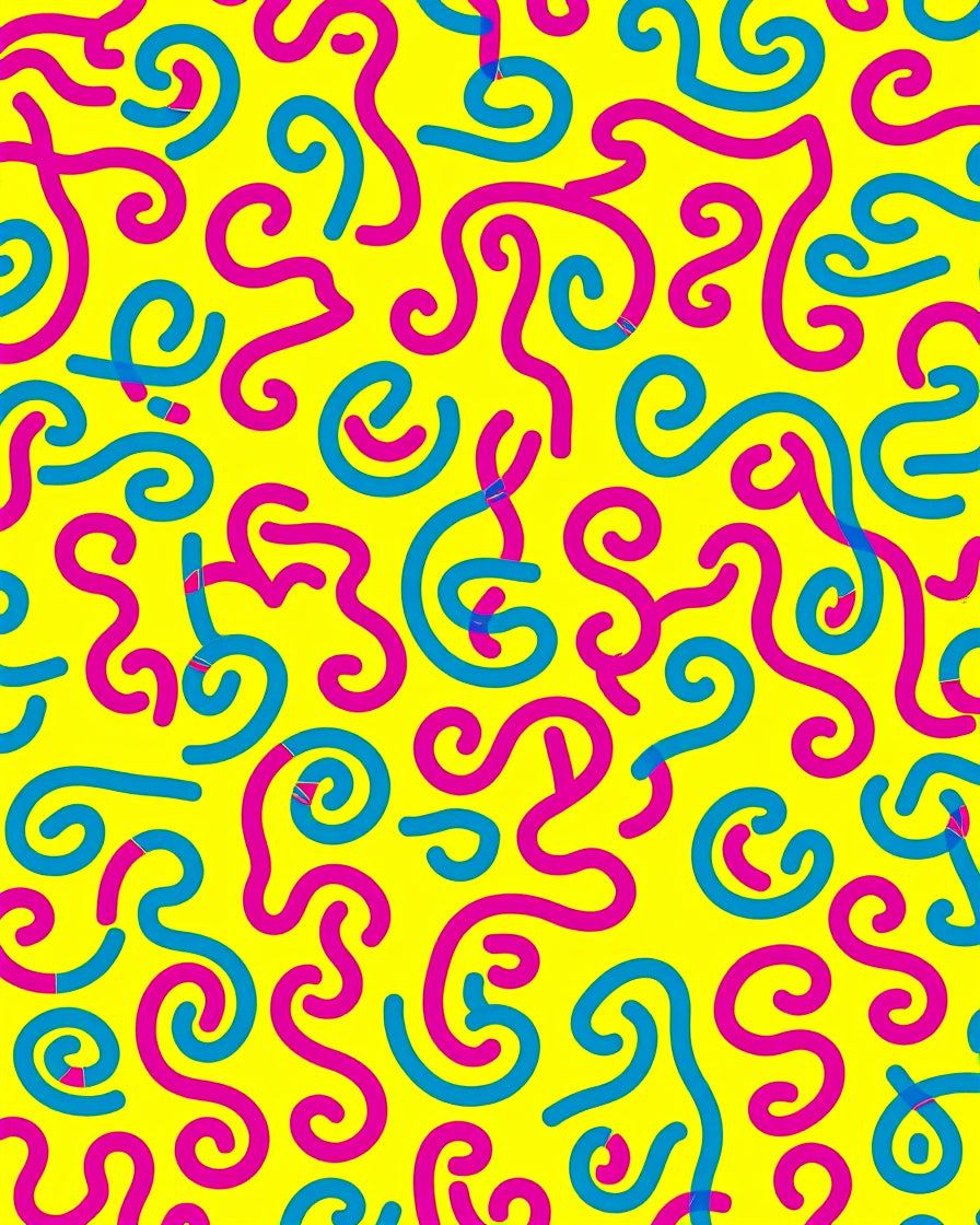 Vibrant Yellow Pink Blue Swirls Rug