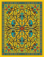 Vibrant Yellow Floral Face Border Rug