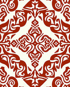Terracotta Scrolls Damask Rug