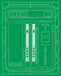 Green Blueprint Technical Schematic Rug