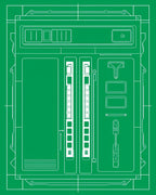 Green Blueprint Technical Schematic Rug