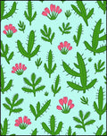 Whimsical Green Cactus Pink Bloom Rug