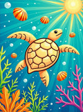 Yellow Sea Turtle Ocean Life Rug