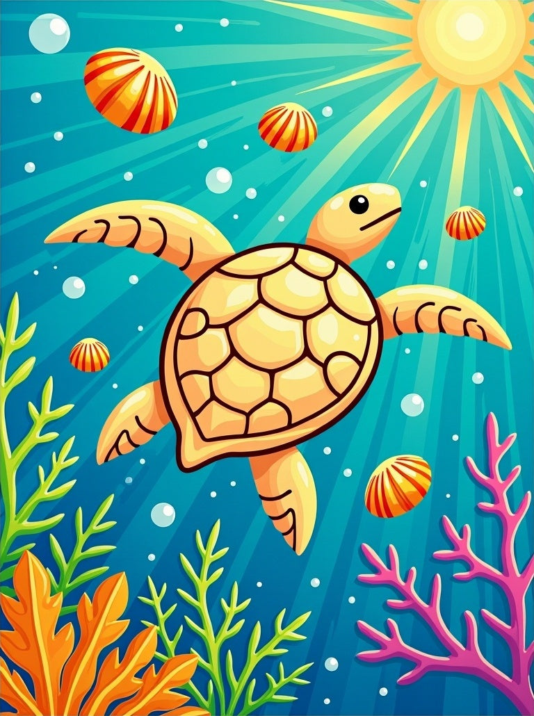 Yellow Sea Turtle Ocean Life Rug