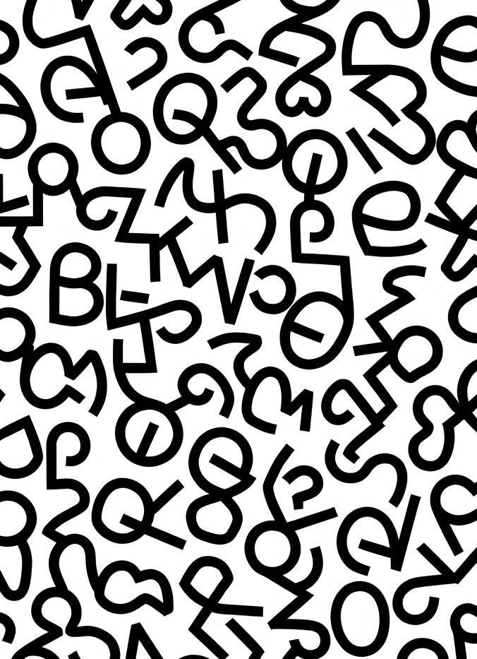 Black White Abstract Typographic Collage Rug