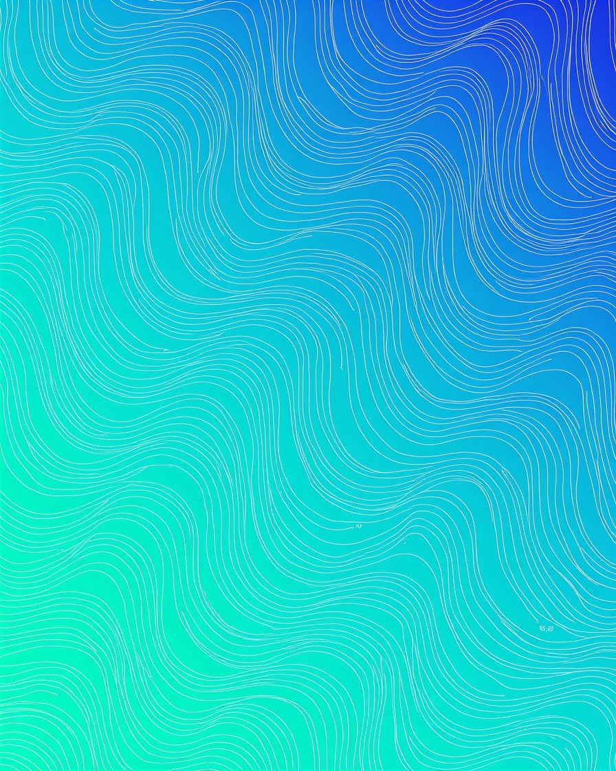 Oceanic Blue Gradient Wavy Lines Rug