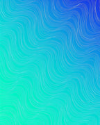 Oceanic Blue Gradient Wavy Lines Rug