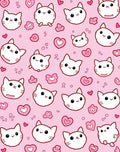 Cute Pink Kawaii Cat Heart Collage Rug