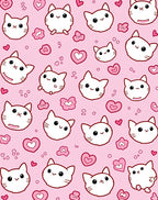 Cute Pink Kawaii Cat Heart Collage Rug