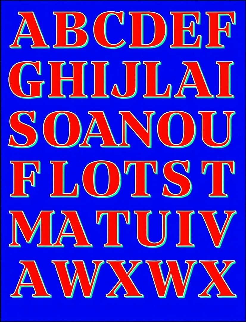 Bold Red Alphabet Grid Rug
