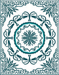 Teal Floral Medallion Bordered Rug
