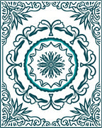 Teal Floral Medallion Bordered Rug